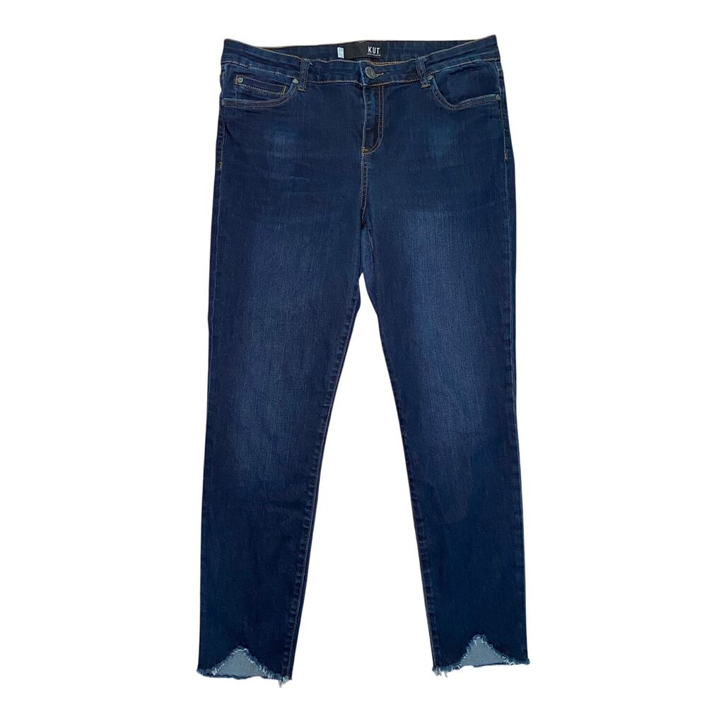 Kut from the Kloth - Dark Distressed V-Cut Hem Jeans - 12